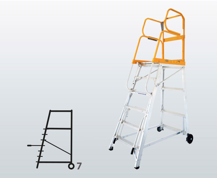[009031] Plataforma móvil de aluminio modelo Tracker de 7 escalones (Altura plataforma 2005h mm) - Dim.: 1015x1745x2995h mm - Aluminio 