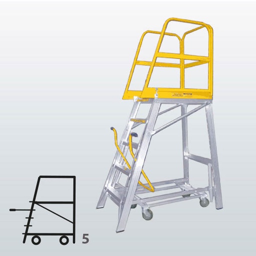 [009039] Plataforma móvil Navigator con 5 escalones (Alt. plataforma 1435h mm) - Dim.: 795x1425x2425h mm - Aluminio 