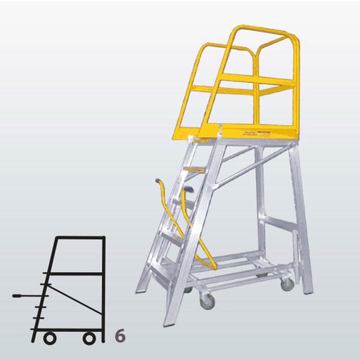 [009040] Plataforma móvil Navigator con 6 escalones (Alt. plataforma 1720h mm) - Dim.: 835x1555x2710h mm - Aluminio 