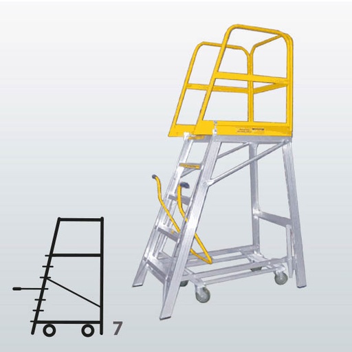 [009041] Plataforma móvil Navigator con 7 escalones (Alt. plataforma 2005h mm) - Dim.: 875x1685x2995h mm - Aluminio 