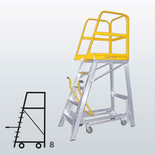 [009042] Plataforma móvil Navigator con 8 escalones (Alt. plataforma 2295h mm) - Dim.: 915x1815x3285h mm - Aluminio 