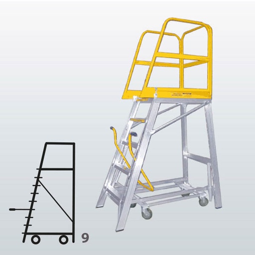 [009043] Plataforma móvil Navigator con 9 escalones (Alt. plataforma 2580h mm) - Dim.: 955x1945x3570h mm - Aluminio 