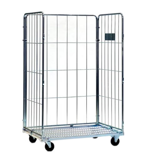 [011801] Roll contenedor de varilla cincada con 3 lados - Dim.: 1200x1000x1800h mm - Acero cincado