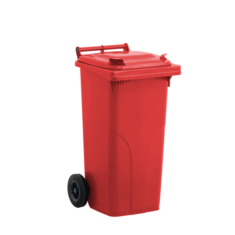 [012110] Basurera plástica para la recogida de residuos sólidos de 120 litros - Dim.: 530x480x950h mm - polietileno rojo