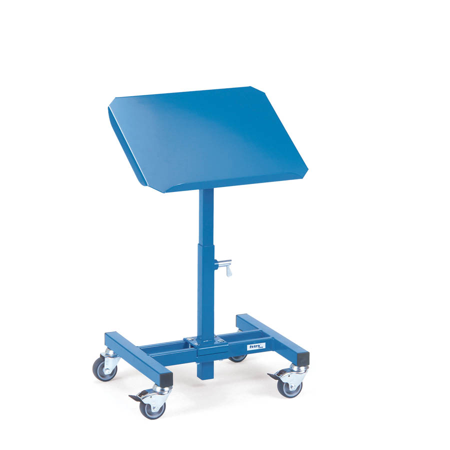 [014940] Transportador y posicionador de material en altura con ruedas - Dim. plataforma 510 x 410 mm - Azul Ral 5007