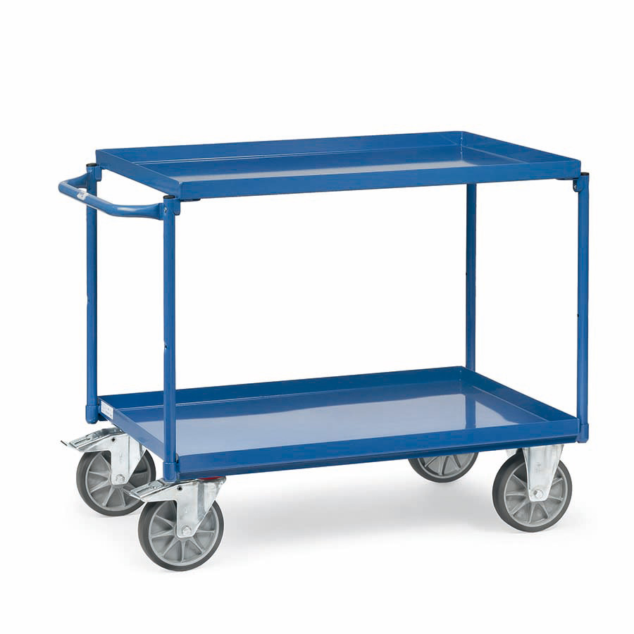 [015010] Carro de taller con estante metálico con reborde tipo bandeja - Dim. plataforma 850x500 mm - Azul ral 5007
