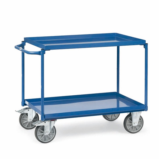 [015010] Carro de taller con estante metálico con reborde tipo bandeja - Dim. plataforma 850x500 mm - Azul ral 5007
