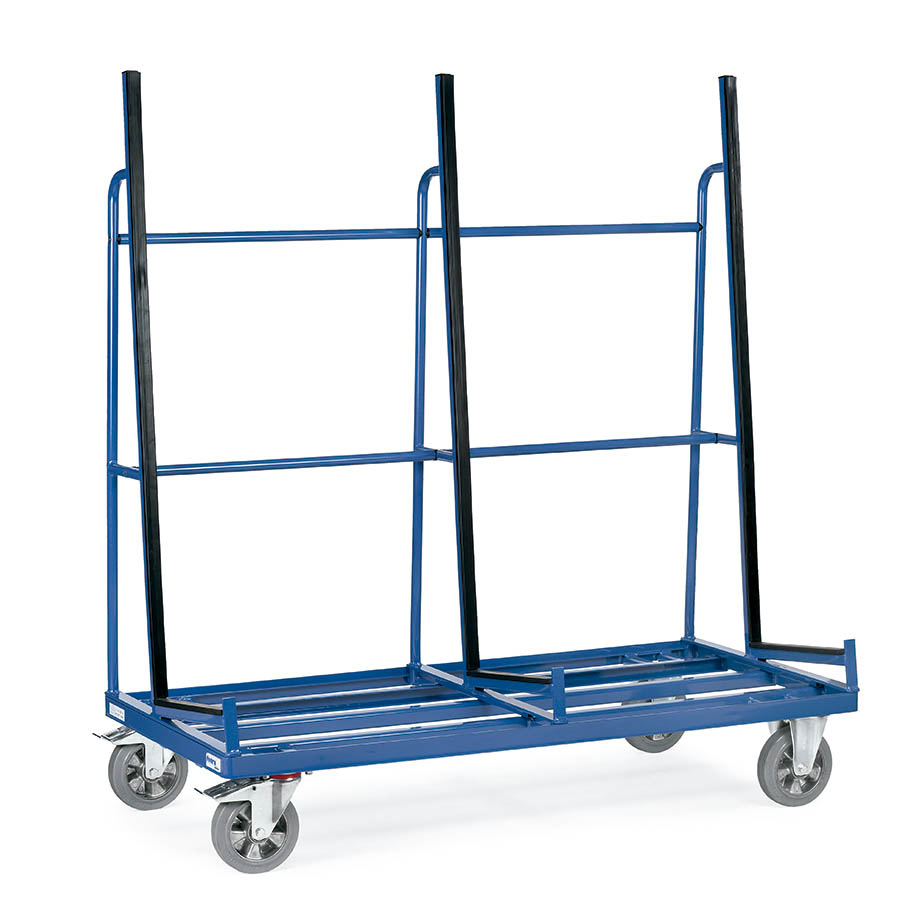 [015672] Carro metálico manual el transporte a 1 cara de tableros, tablas y paneles - Dim. plataforma 2000x800 mm - Azul ral 5007