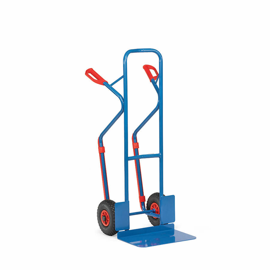 [015681] Carretilla de mano de acero con ruedas neumáticas y patines - Dim. pala 480 x 300 mm - Azul ral 5007