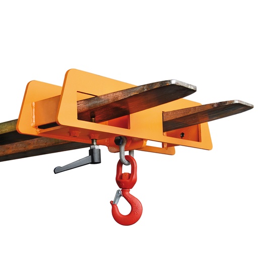 [015756] Implante con gancho para carga y elevación mediante pinzas de carretilla - Dim.: 750x170x360h mm - Naranja ral 2000
