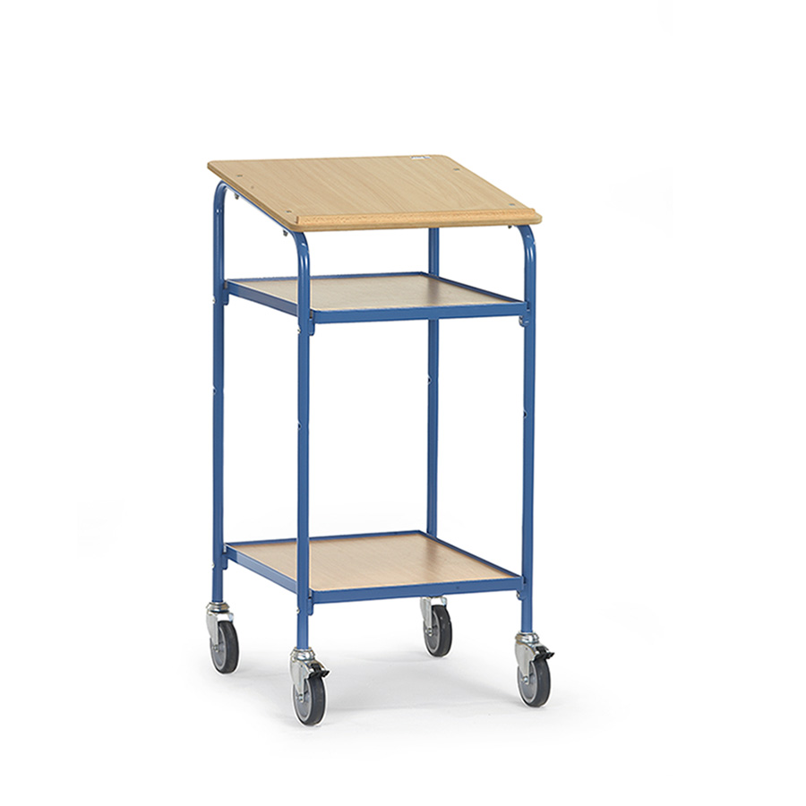 [016373] Carro para taller tipo escritorio con atril - Dim. 500x600x1195h mm - Gris ral 7035 y Azul ral 5007