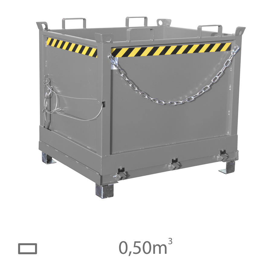 [016475] Contenedor de fondo abatible Ecoline - Capacidad 0,5 m³ - Dim.: 800x1200x860 mm - acero pintado
