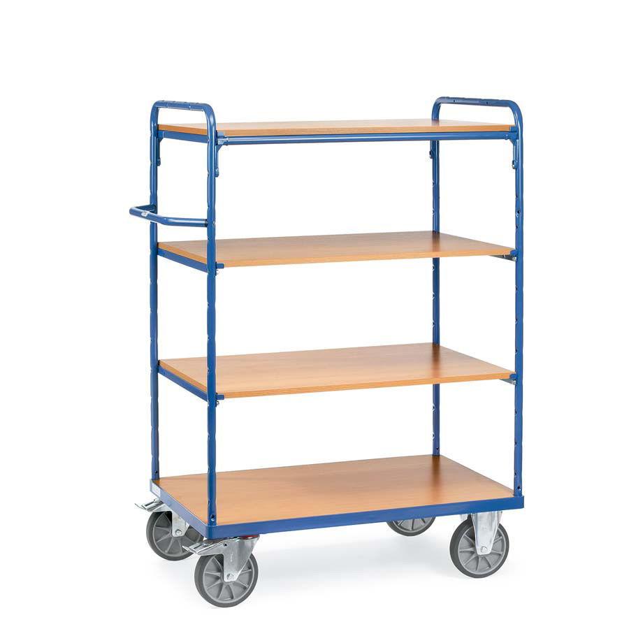[016508] Carro para picking y distribución sin paredes con 4 estantes - Dim. plataforma: 850x500 mm - Azul ral 5007
