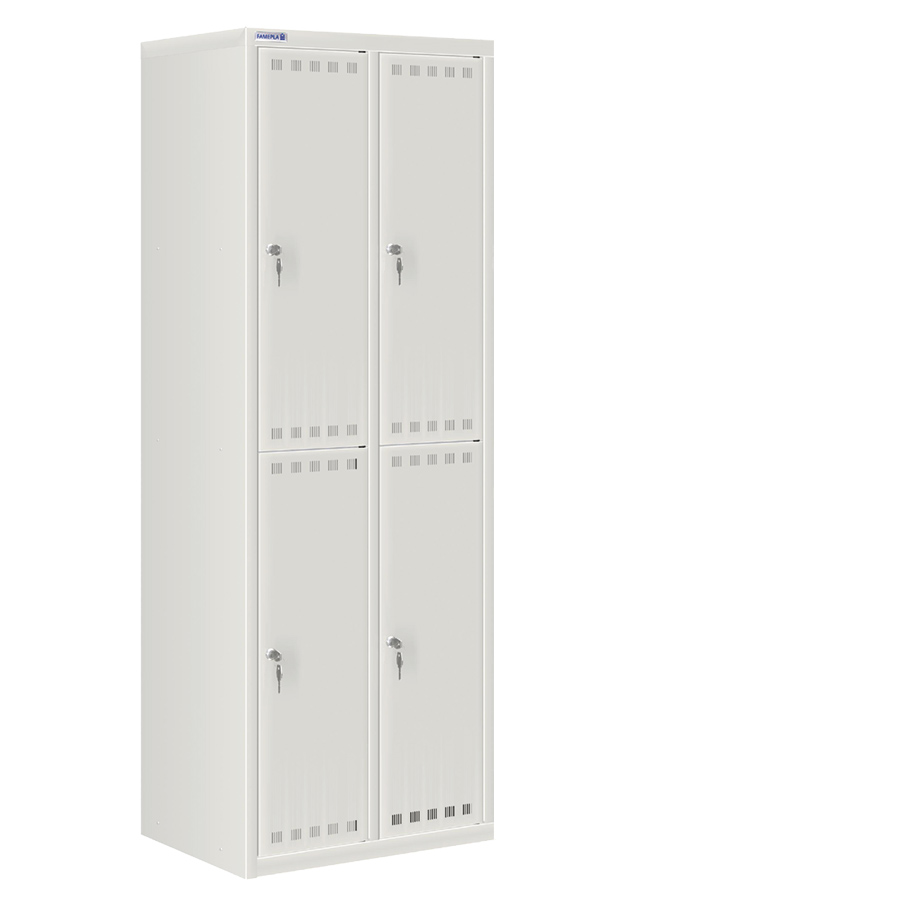 [020556] Taquilla metálica para vestuario con 4 puertas y cerradura cilindro - Dim.: 605x500x1750h mm - Gris ral 7035