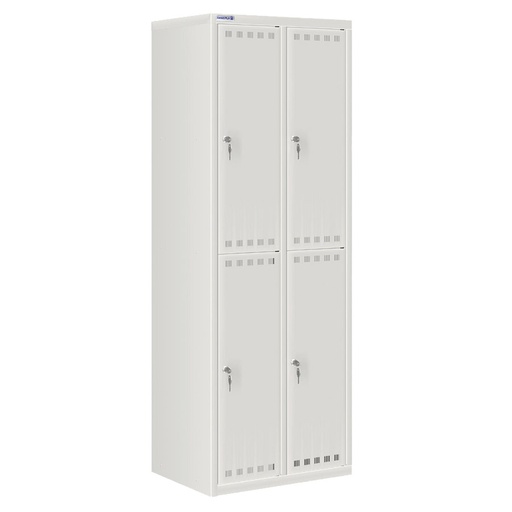 [020556] Taquilla metálica para vestuario con 4 puertas y cerradura cilindro - Dim.: 605x500x1750h mm - Gris ral 7035
