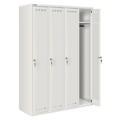 [020701] Ropero metálico con 4 puertas y cerradura de llave - Dim.: 1195x500x1750h mm - Gris ral 7035