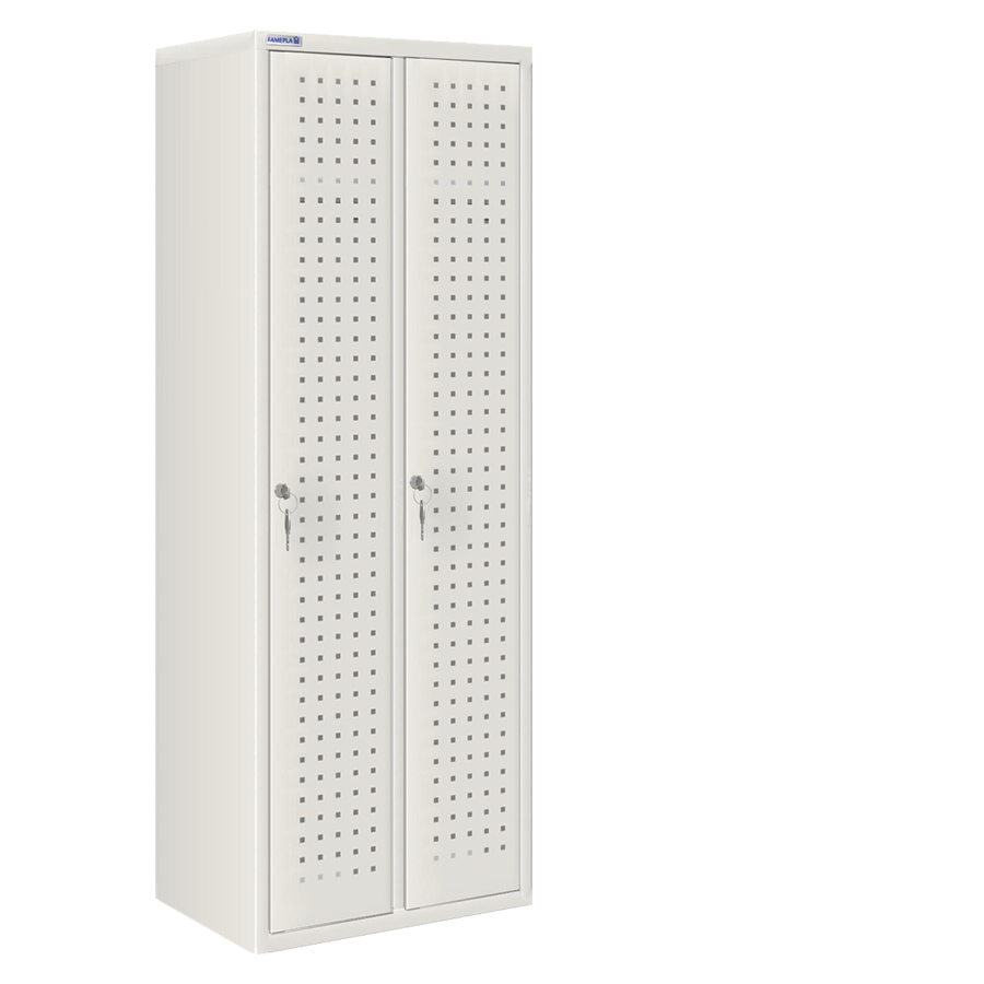 [020710] Ropero metálico con 2 puertas perforadas y cerradura - Dim.: 605x500x1750h mm - Gris ral 7035