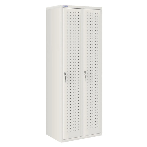 [020710] Ropero metálico con 2 puertas perforadas y cerradura - Dim.: 605x500x1750h mm - Gris ral 7035