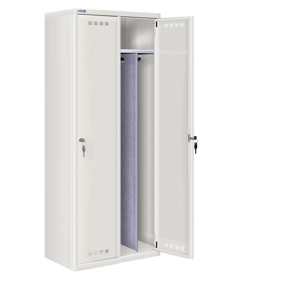 [020712] Ropero metálico con 2 puertas, divisor interior y cerradura de llave - Dim.: 805x500x1750h mm - Gris ral 7035