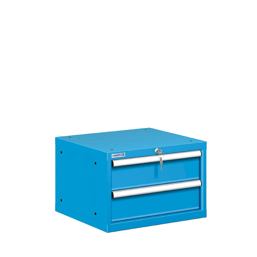 [021003] Cajonera metálica con 2 cajones - Dim.: 564x572x383h mm - Azul ral 5012