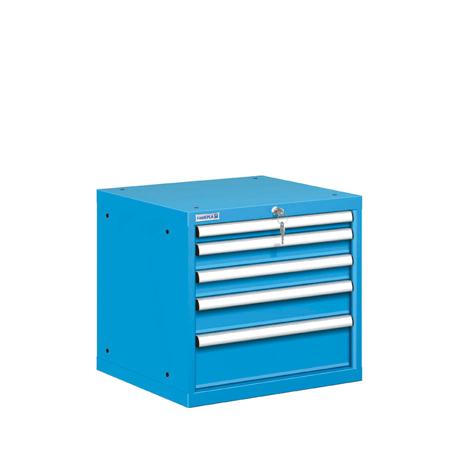 [021036] Cajonera metálica con 5 cajones - Dim.: 564x572x533h mm - Azul ral 5012