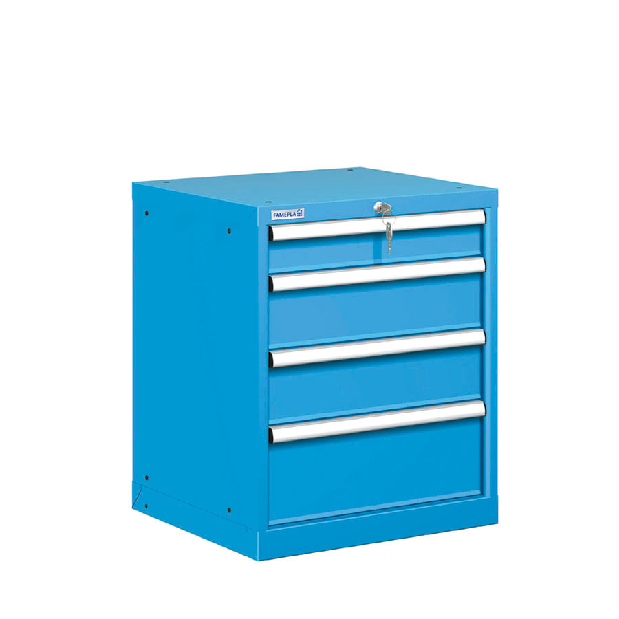 [021055] Cajonera metálica con 4 cajones - Dim.: 564x572x700h mm - Azul ral 5012