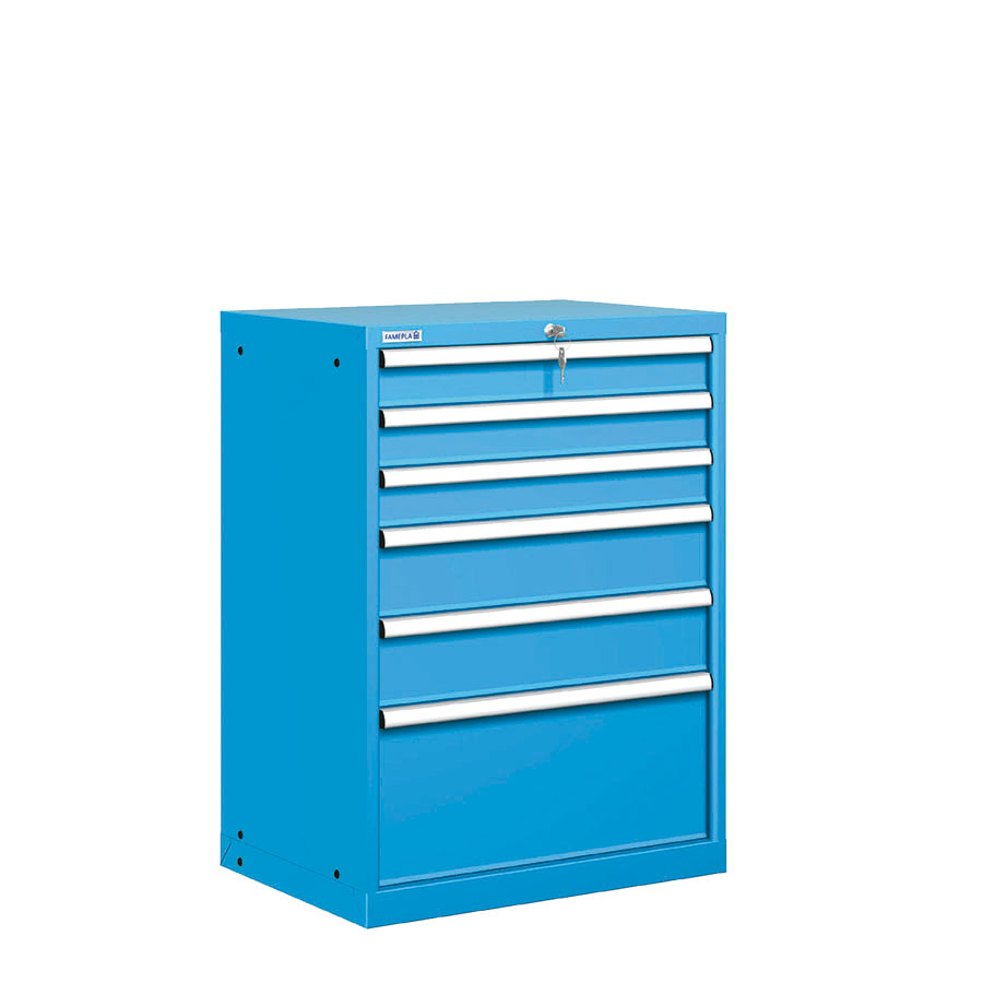 [021372] Cajonera metálica con 6 cajones - Dim.: 717x572x1000h mm - Azul ral 5012