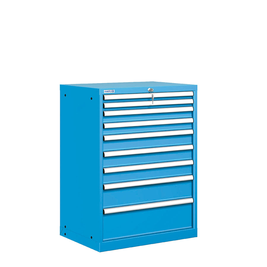 [021398] Cajonera metálica con 9 cajones - Dim.: 717x572x1000h mm - Azul ral 5012
