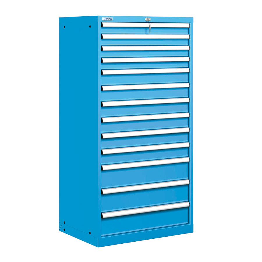 [021408] Cajonera metálica con 13 cajones - Dim.: 717x572x1450h mm - Azul ral 5012