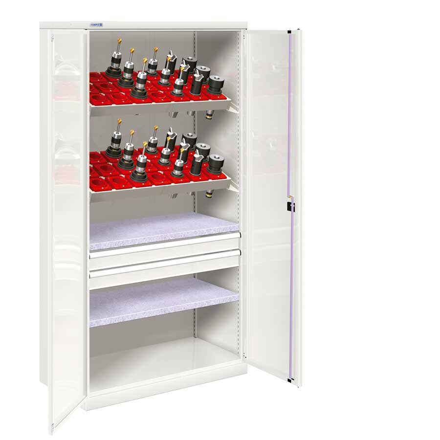 [022584] Armario metálico de puertas batientes para herramientas CNC - Dim.: 1026x555x2000h mm - Gris ral 7035