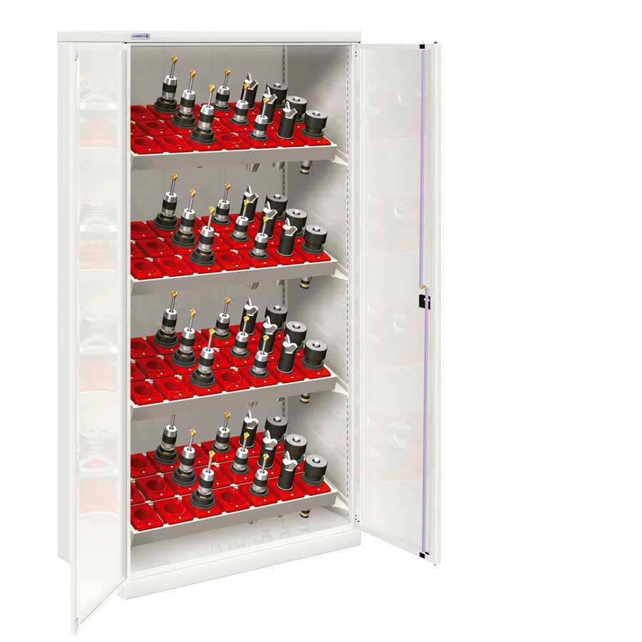 [022624] Armario metálico de puertas batientes para herramientas CNC- Dim.: 1026x555x2000h mm - Gris ral 7035