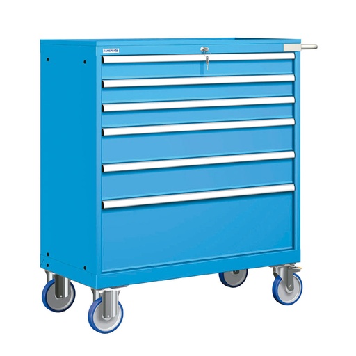 [023304] Cajonera móvil con 6 cajones - Dim.: 1108x580x1214h mm - Ruedas Ø150 mm goma - Azul ral 5012