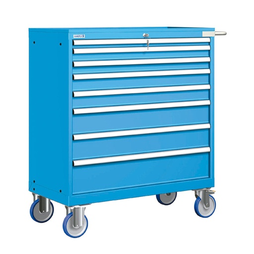 [023312] Cajonera móvil con 8 cajones - Dim.: 1108x580x1214h mm - Ruedas Ø150 mm goma - Azul ral 5012