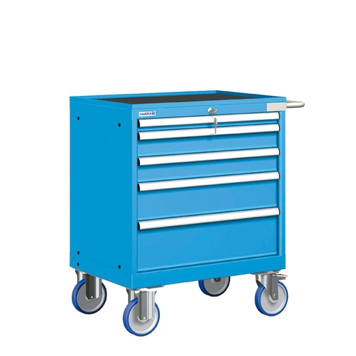 [023530] Cajonera móvil con 5 cajones - Dim.: 802x580x914h mm - Ruedas Ø150 mm goma - Azul ral 5012