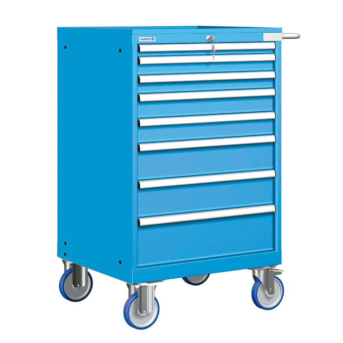 [023570] Cajonera móvil con 8 cajones - Dim.: 802x733x1214h mm - Azul ral 5012