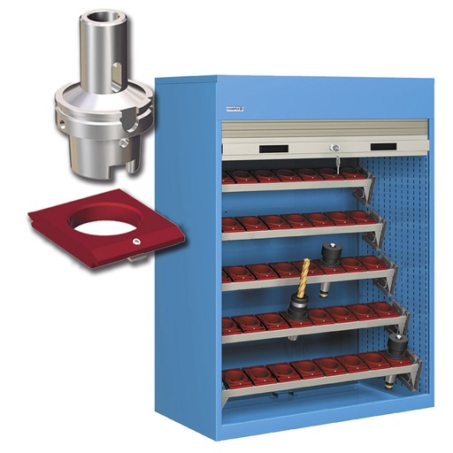 [023791] Armario de persiana, para herramientas de CNC, 5 bandejas extraíbles en ángulo - Dim.: 1040x635x1450h mm - Azul ral 5012