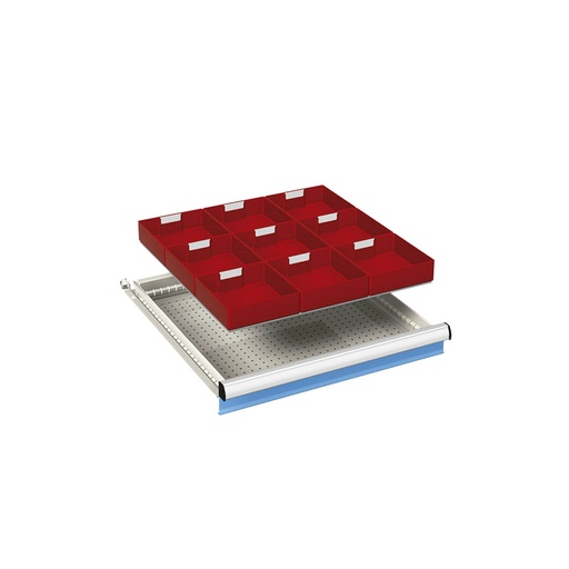 [023980] Ejemplo de subdivisión interna para cajón de 27x27 Eh y altura 50 mm