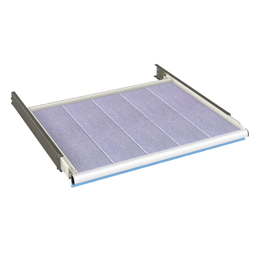 [024500] Estante metálico de extracción telescópica - Carga máx. 200 kg - Dim.: 612x612x52h mm - Azul ral 5012