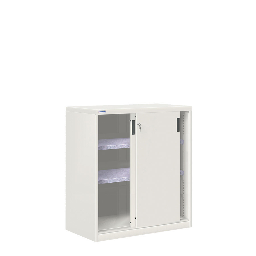 [024734] Armario de puertas correderas con 2 estantes ajustables - Dim.: 1026x600x1200h mm - gris ral 7035