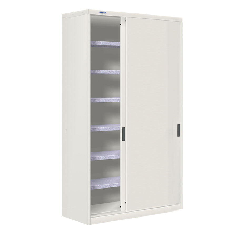 [024782] Armario de puertas correderas con 6 estantes ajustables - Dim.: 1200x450x2000h mm - gris ral 7035
