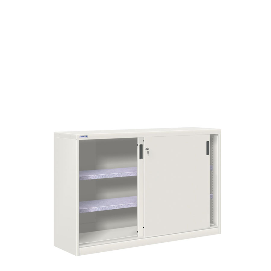 [024798] Armario de puertas correderas con 2 estantes ajustables - Dim.: 1420x450x1200h mm - gris ral 7035