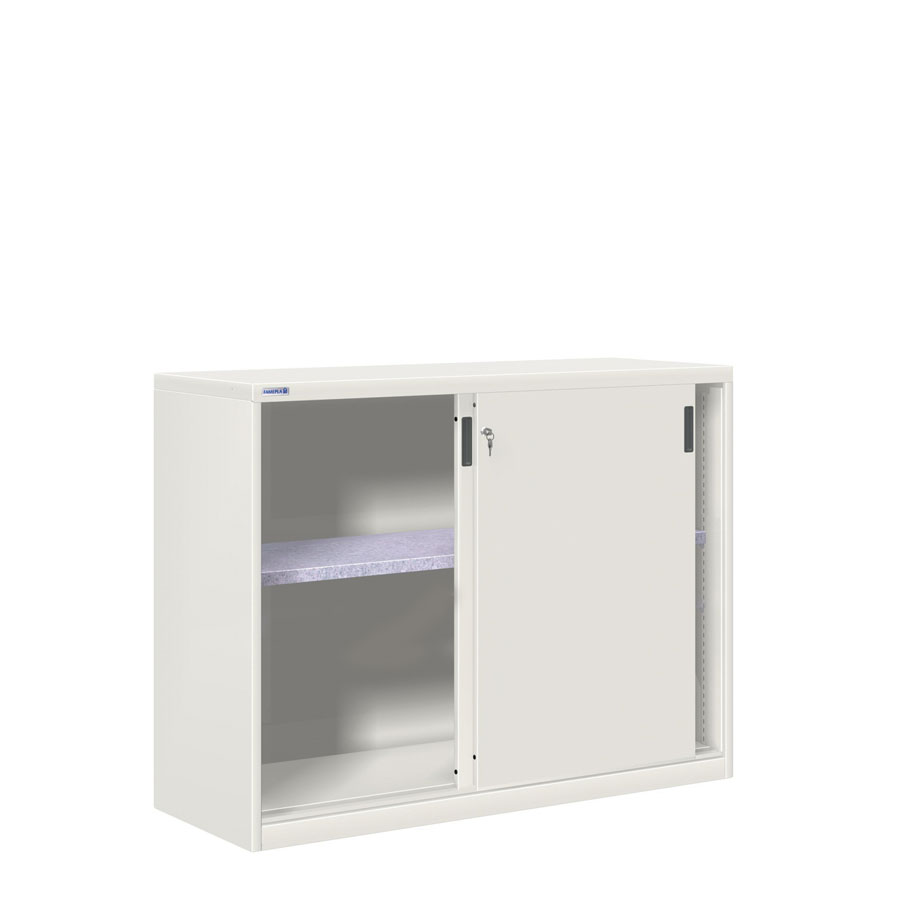 [024820] Armario de puertas correderas con 1 estante ajustable - Dim.: 1420x600x1000h mm - gris ral 7035