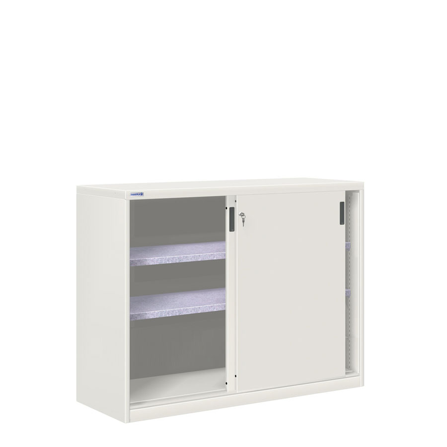 [024822] Armario de puertas correderas con 2 estantes ajustables - Dim.: 1420x600x1000h mm - gris ral 7035