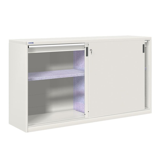 [024882] Armario de puertas correderas con divisor, 2 estantes y 2 cajones ext. simple - Dim.: 2052x600x1200h mm - gris ral 7035