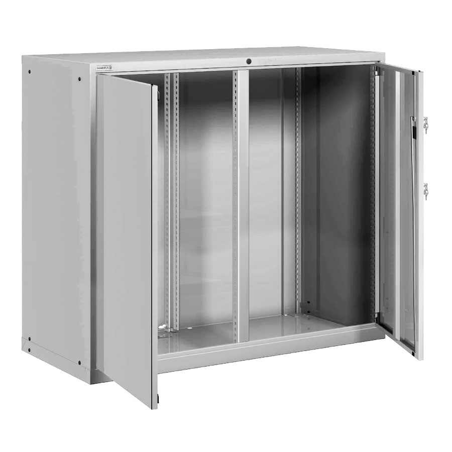 [025193] Armario metálico para taller con puertas batientes y divisor central - Dim.: 1431x725x1450h mm - Gris ral 7035