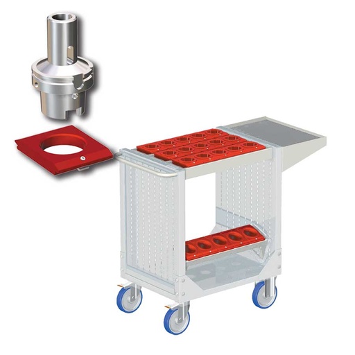 [025284] Carro porta herramientas CNC con 1 estante, 1 bandeja extraíble y 1 cuadro de inserción - Dim.: 1077x508x880h mm - Gris ral 7035