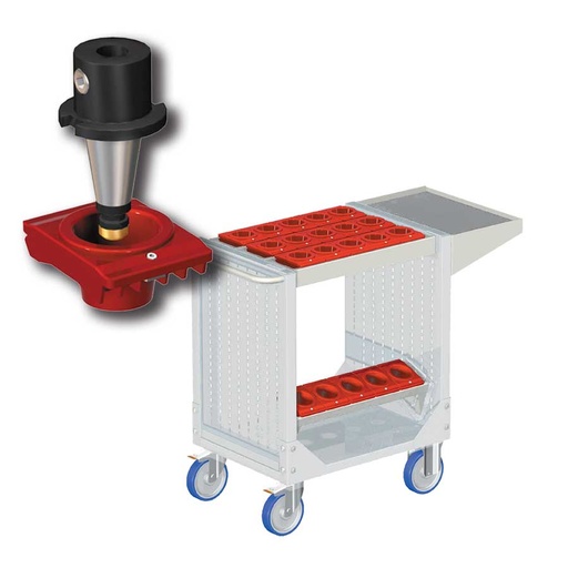 [025290] Carro porta herramientas CNC con 1 estante, 1 bandeja extraíble y 1 cuadro de inserción - Dim.: 1077x508x880h mm - Gris ral 7035