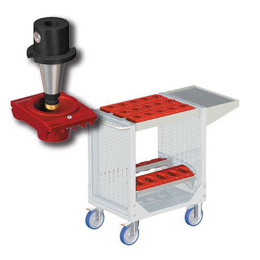 [025304] Carro porta herramientas CNC con 1 estante, 2 bandejas extraíbles y 1 cuadro de inserción - Dim.: 1077x508x880h mm - Gris ral 7035