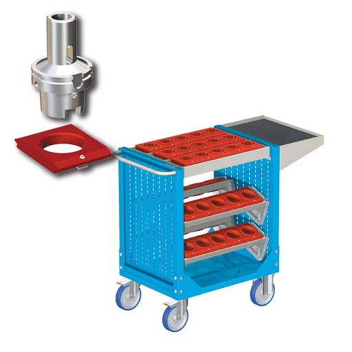 [025313] Carro porta herramientas CNC con 1 estante, 4 bandejas extraíbles y 1 cuadro de inserción - Dim.: 1077x508x880h mm - Azul ral 5012