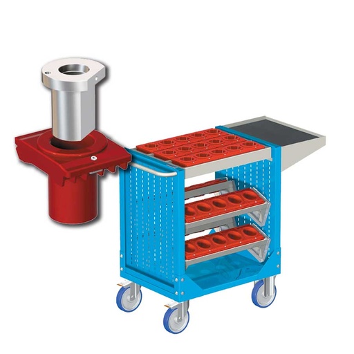[025315] Carro porta herramientas CNC con 1 estante, 4 bandejas extraíbles y 1 cuadro de inserción - Dim.: 1077x508x880h mm - Azul ral 5012